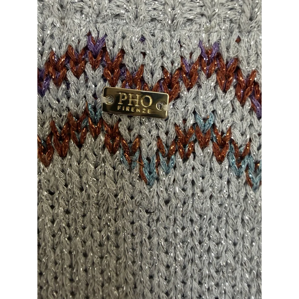 PHO Firenze Knit Skirt Size XS‎ Gray Blue Metallic Boho Stretch Italy NWT Read